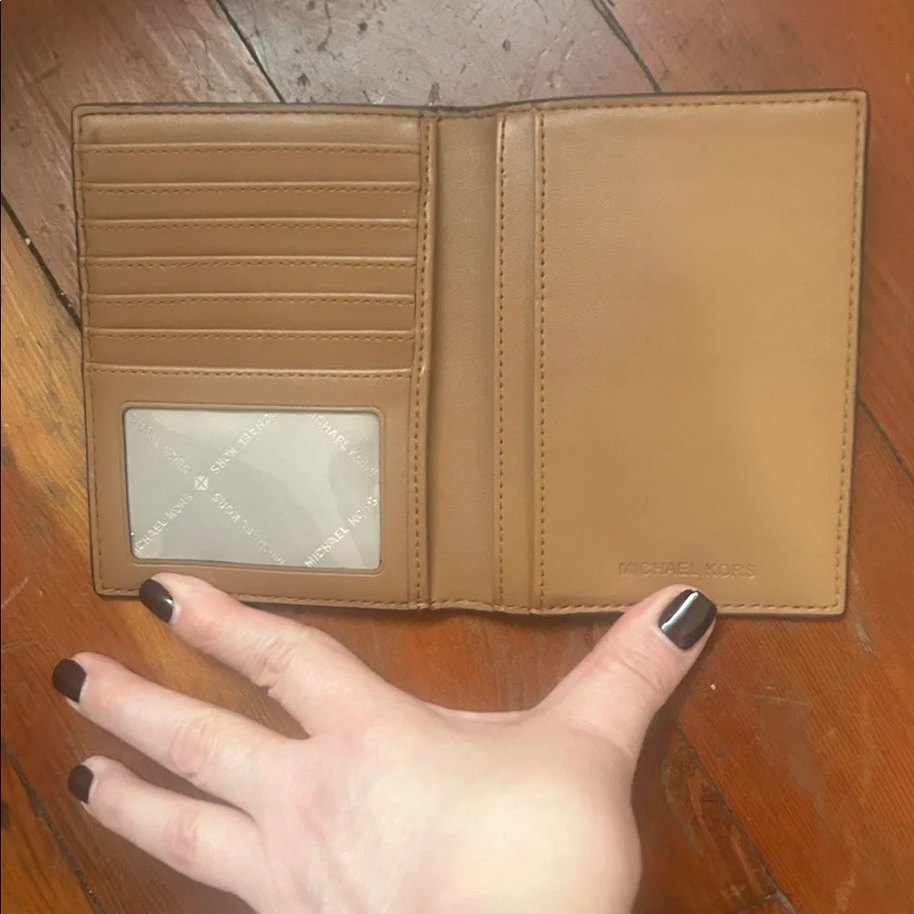 Michael Kors logo passport wallet